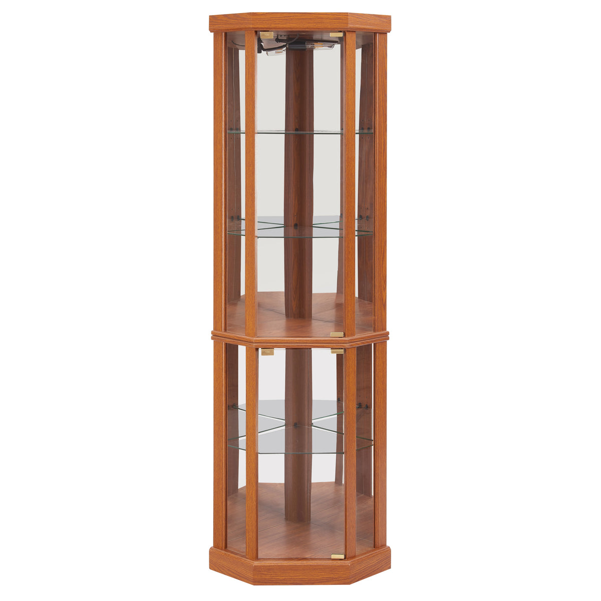 Corner Lighted Curio Cabinet Corner Glass Cabinet Lighted Curio Cabinet Corner Display Case for Living Room, Curio Cabinet, Antique collection, Wine,Bar Glass Storage Light Included,Dark oak