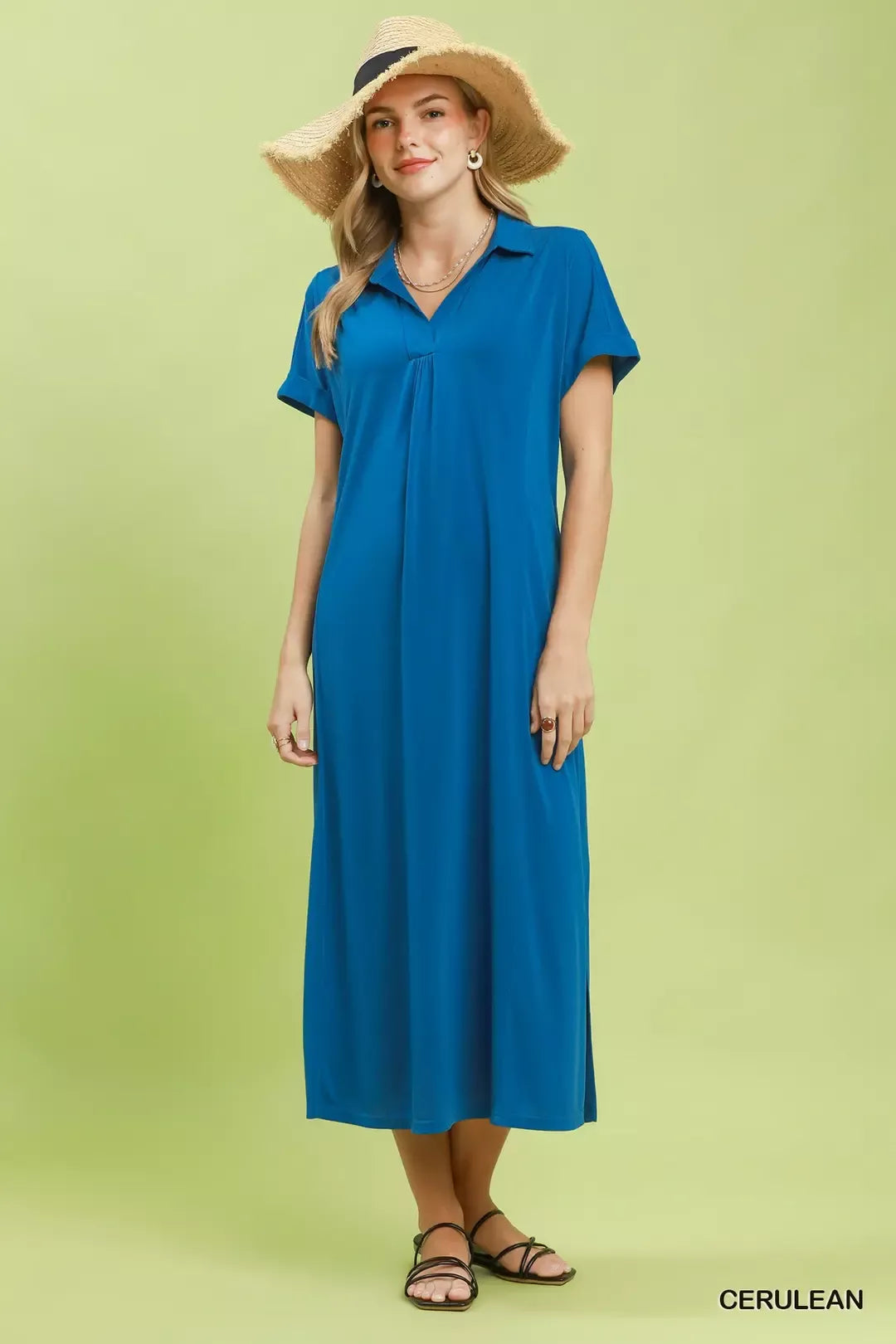 Umgee Collared Belted Midi Dress