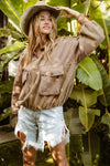 BiBi Half Zip Vintage Washed Fleece Pullover