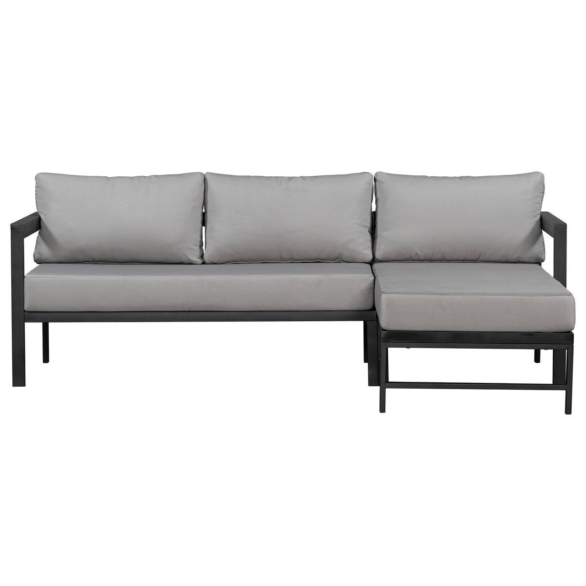 U_style Outdoor L-Shaped Sofa with Iron Frame,Weather-Resistant Patio Sofa Set with Ultra-Thick Cushions,Comfortable Seating for 3,Ideal for Patio, Balcony,and Garden