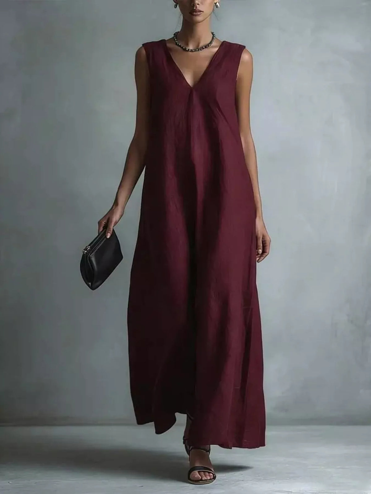 Full Size V-Neck Sleeveless Maxi Dress Plus Size