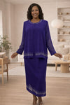 CLEARANCE - Hosanna Design 5505 Modest 3-Piece Tea Length Dress Set (Size 4XL)