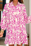 Beautiful Ivory Printed Long Sleeve Mini Dress Elegant & Chic Women's Fashion Dress