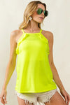 BiBi French Terry Knit Ruffled Detail Sleeveless Top