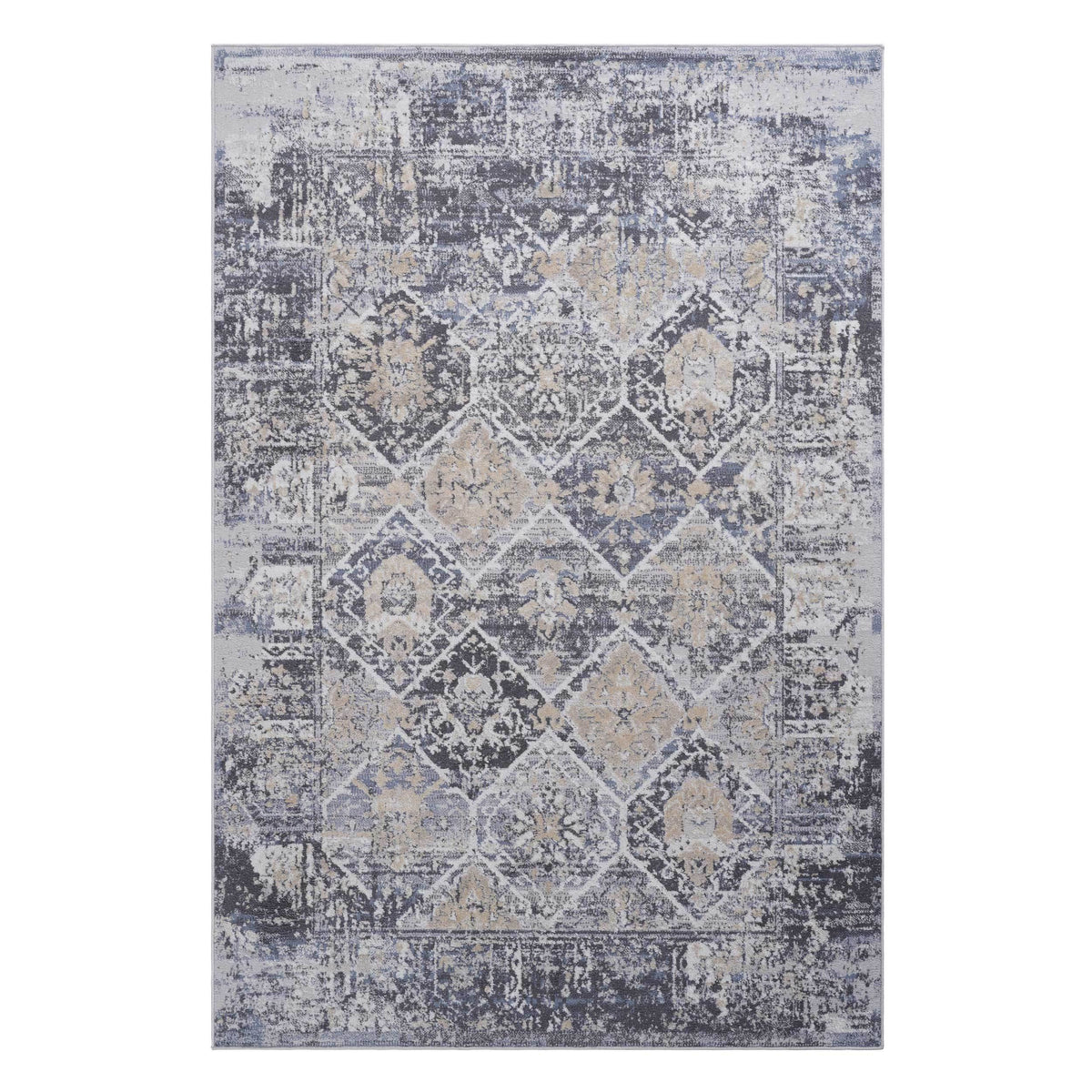 NAAR PAYAS Collection 5X7 Grey / Blue / Traditional Area Rug