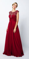 CLEARANCE - Juliet 585 A-Line Gown Cap Sleeve Empire Waist Full Length (Size M)