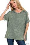 Zenana Acid Washed Double Gauze Round-neck Tee
