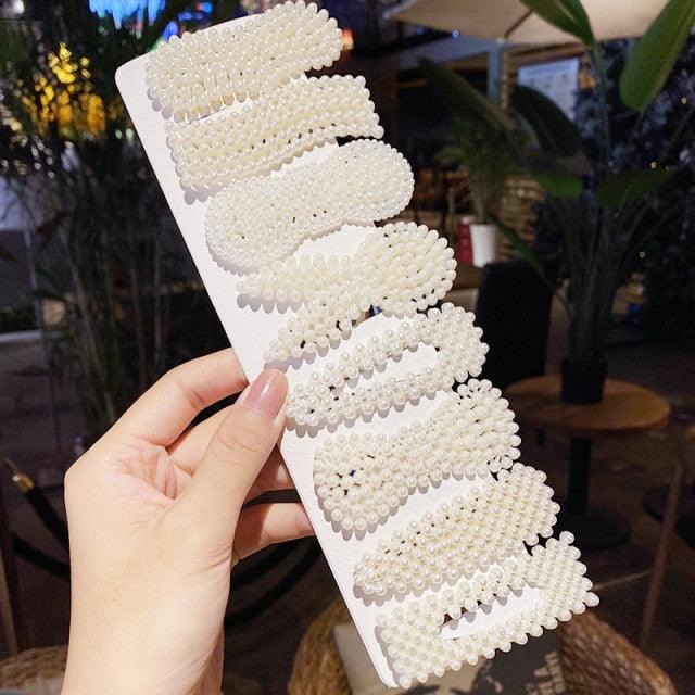 5/8PCS/Set Women Girls Elegant Imitation Pearls Geometric Hairpins Sweet Hair Ornament Clips Barrettes Gorgeous Fashion Hair Accessories For Women