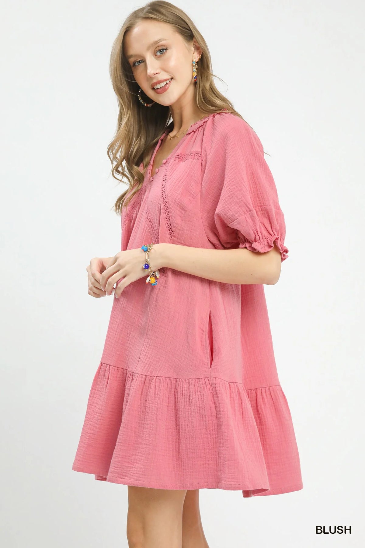 Umgee Cotton Gauze Mini Dress