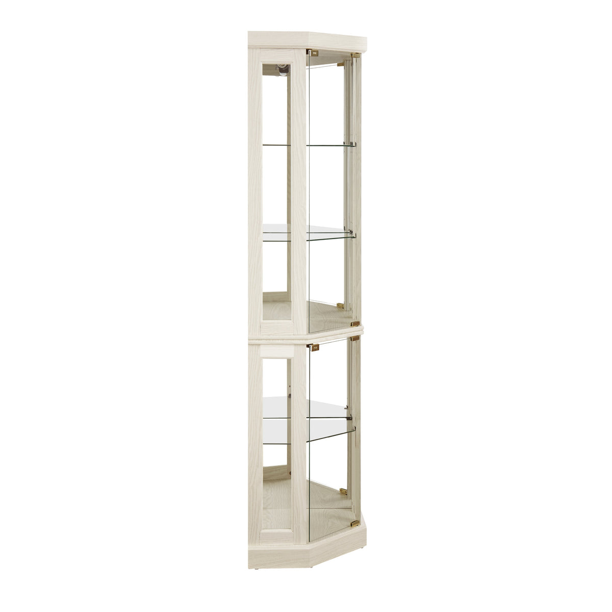 Lighted Corner Curio Cabinet - Display Case for Living Room, Antique Collectibles, Wine & Bar Glass Storage - Elegant Corner Design with Lights Included- White