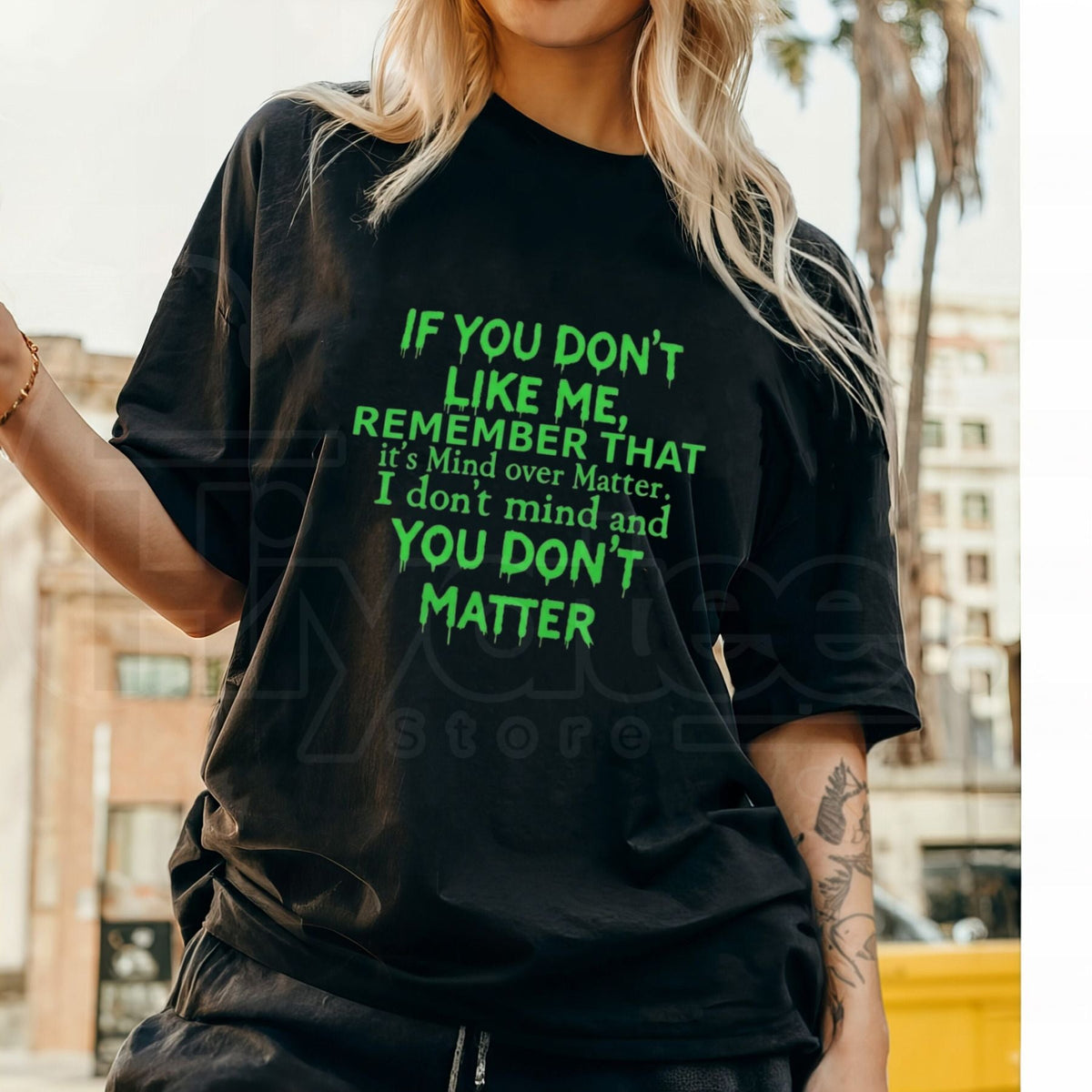 Plus Size Women’s Mind Over Matter T-Shirt – Inspirational Quote Graphic Tee, Casual Cotton Shirt