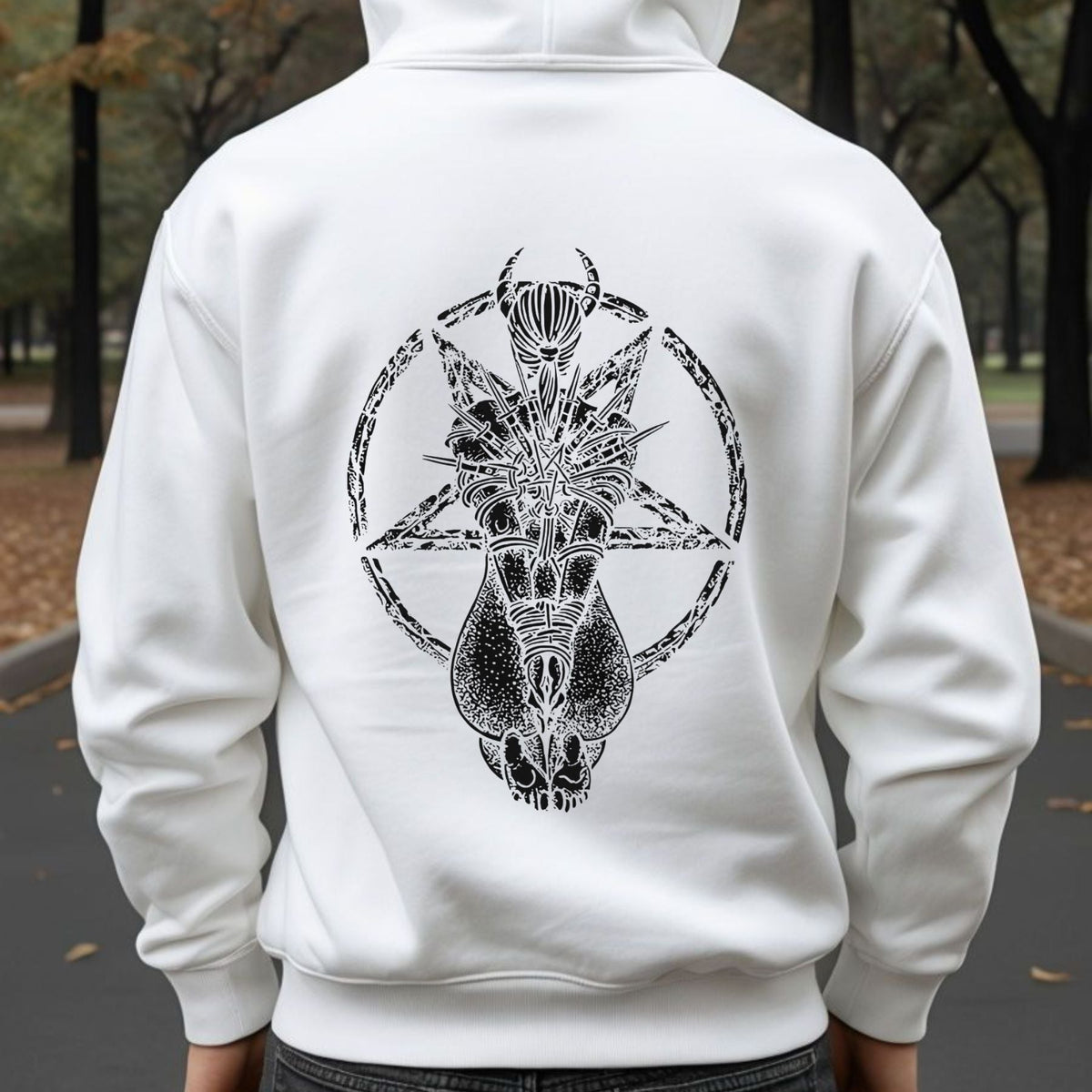 Goat Skull Pentagram Occult Hoodie – Gothic & Pagan Apparel, Mystical Pullover, Witchy Gift