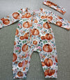 Baby Girls Footies Floral Print Ruffles Single Breasted Playsuit Headband Clothes Outfits For Girls with Bow Floral Printed