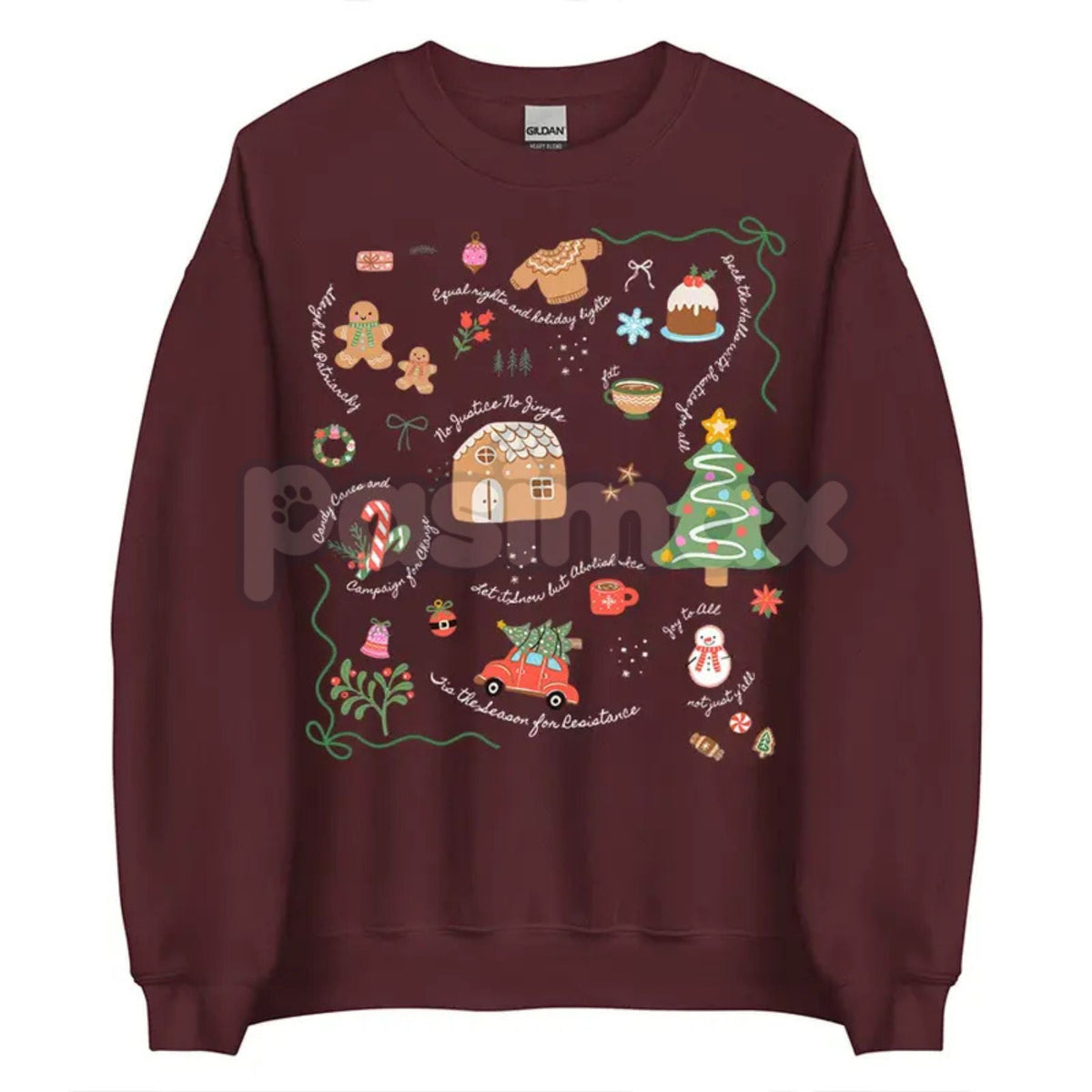 Doodle Christmas Liberal Values Protest Sweatshirt | Political Statement Holiday Crewneck | Progressive Gift