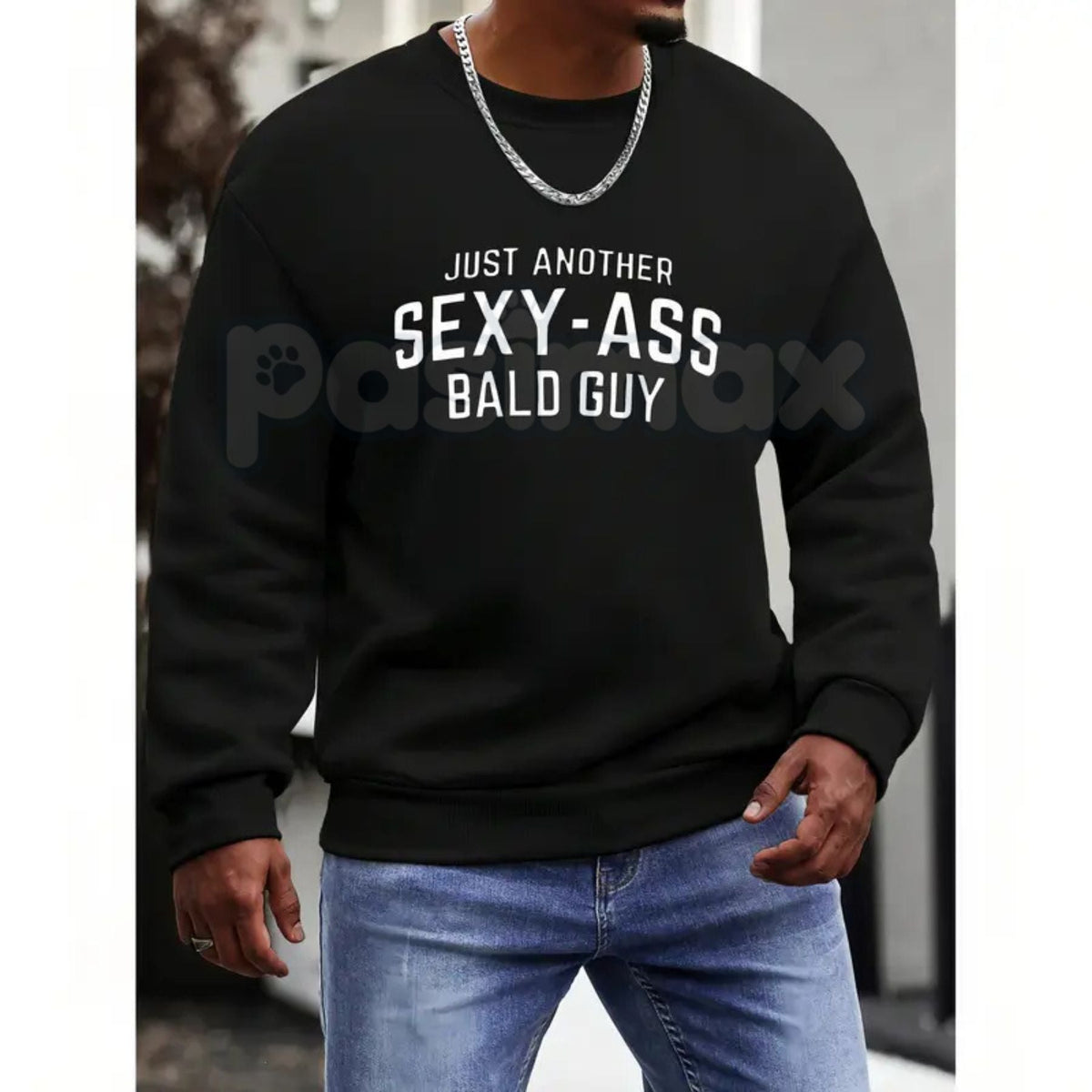 Bald Guy Print Men's Crew Neck – Fashionable Sports T-Shirt, Sweatshirt & Hoodie Collection