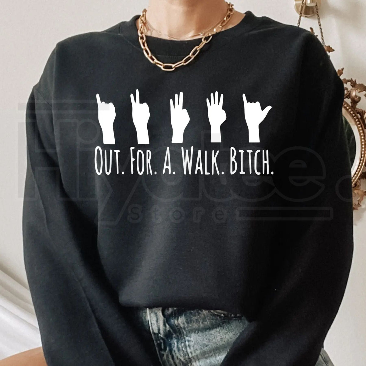 Buffy The Vampire Slayer "Out For A Walk Btch" Sweatshirt: Spike Quote Crewneck