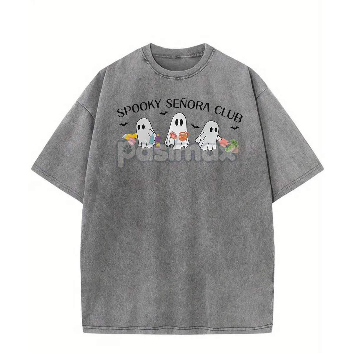 "Spooky Señora Club" Vintage Acid Wash T-Shirt – Unisex Graphic Shirt, Retro Vibe