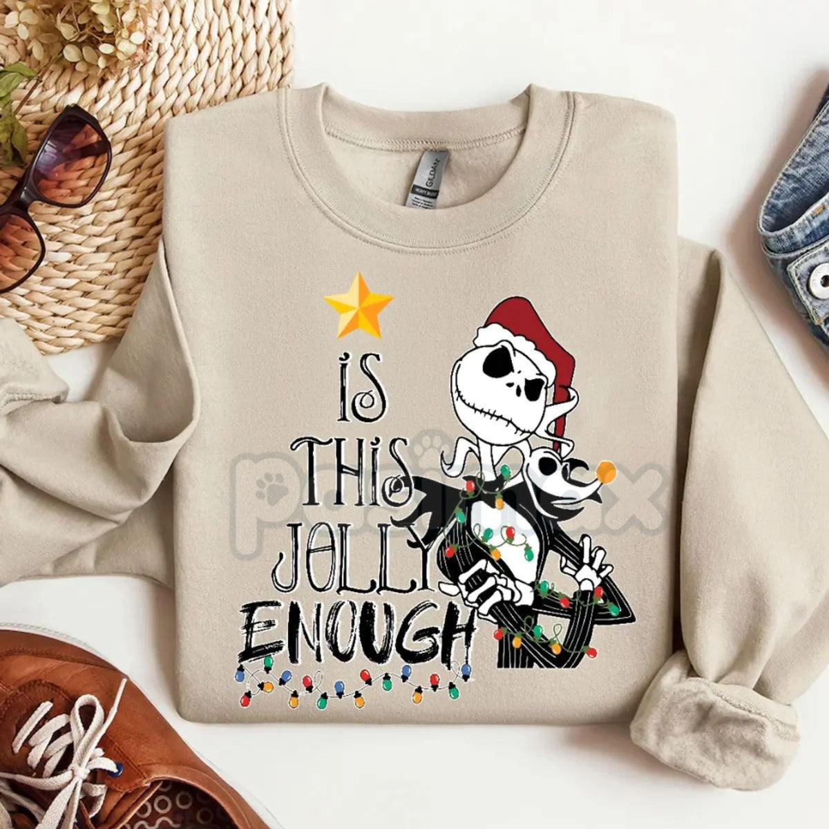 Jack Skellington Christmas Bundle: "Is This Jolly Enough?" & Zero Dog Holiday Sweatshirts