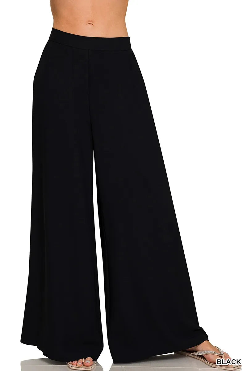 Zenana Relaxed Fit Elastic Waisted Wide Leg Pants