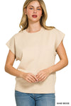 Zenana Viscose Round-neck Short Sleeve Sweater