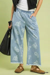 Umgee Denim Paisley Wide-Leg Pants