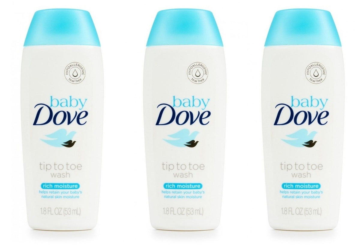 Baby Dove Body Wash Tip To Toe Sensitive Moisture 1.8 Oz Travel Size (Pack Of 3)