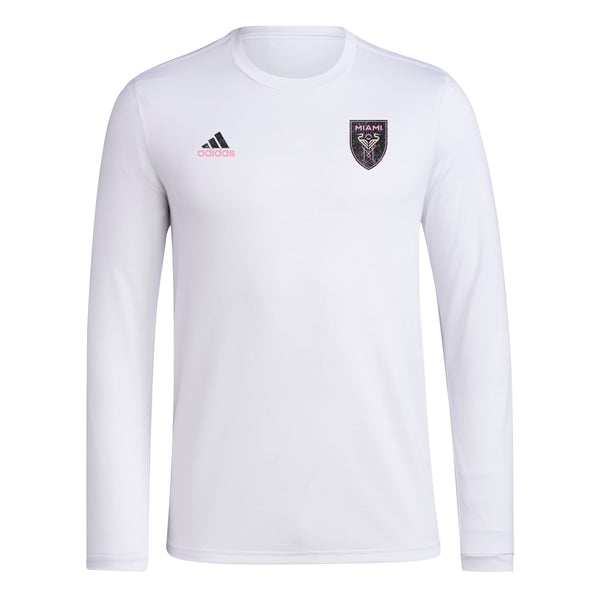 adidas Mens CF Long Sleeve Pre-Game T-Shirt White/Club Inter De Futbol Miami 3X-Large