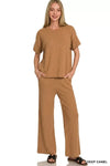 Zenana Viscose Round Neck Top & Pants Set