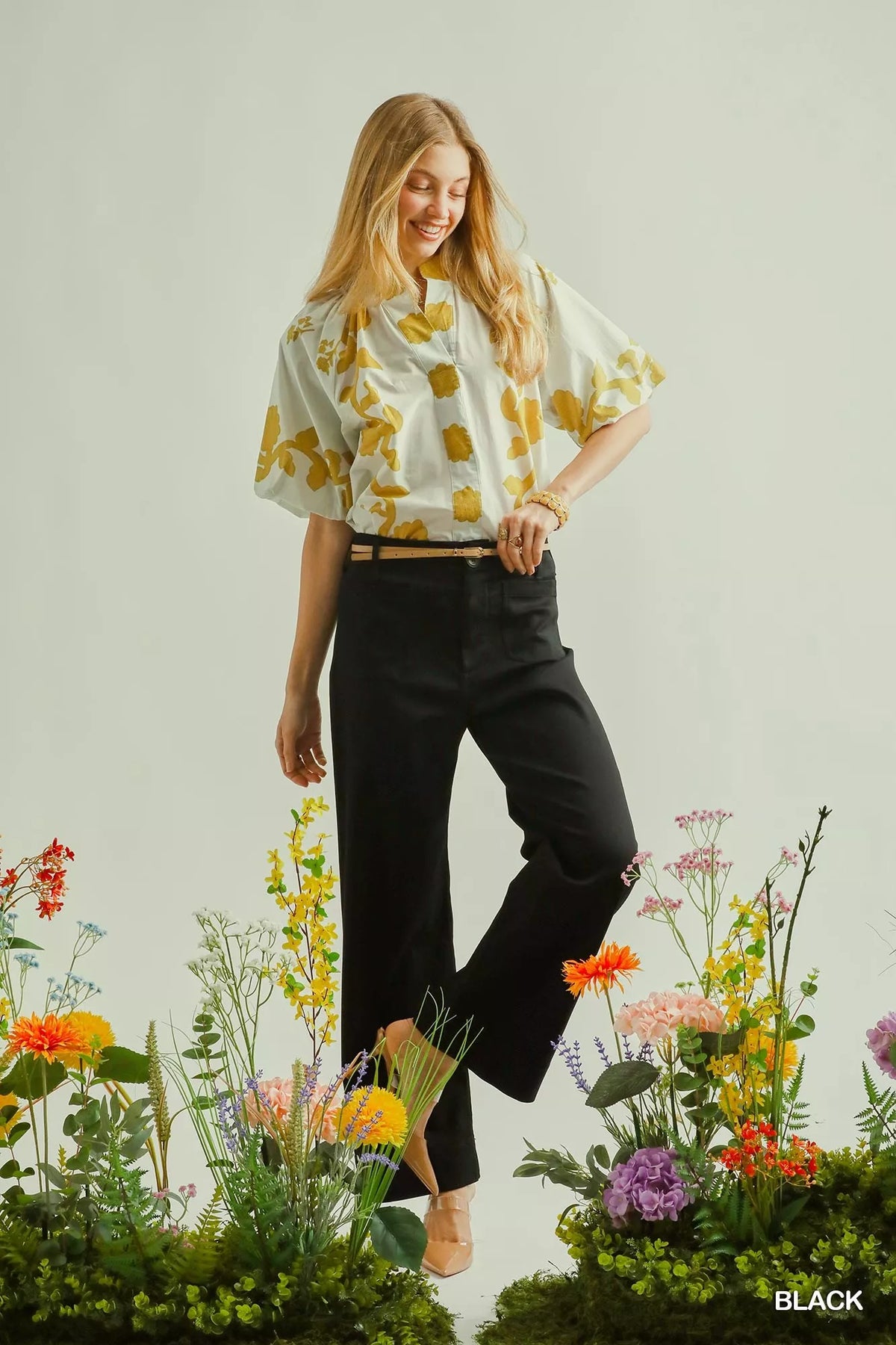Umgee Button Stretched Pants