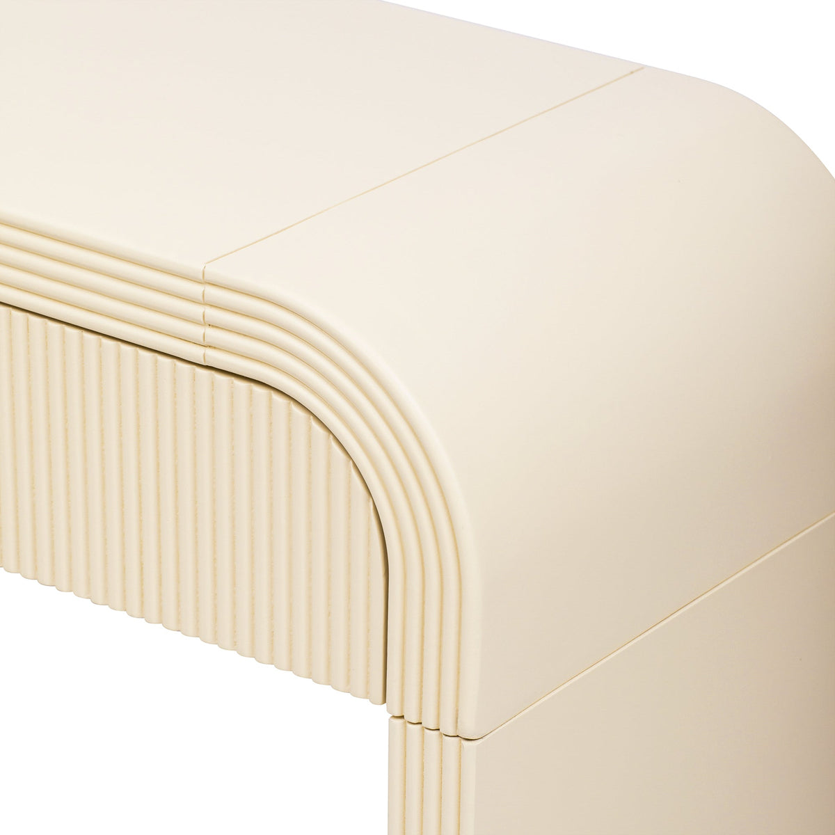 TREXM Modern Console Table with 2 Storage Drawers, Fluted Entryway Table with Rounded Silhouette for Hallway Living Room and Entryway (Apricot Cream)