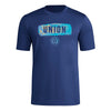 adidas Mens Short Sleeve Pre-Game T-Shirt Team Navy Blue/Philadelphia Union Small