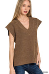 Zenana Ribbed Slit V-Neck Sweater Vest