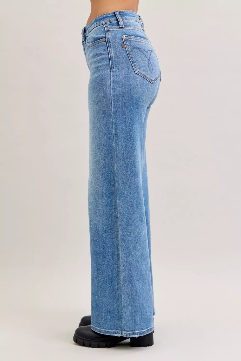 Judy Blue Mid Rise Retro Wide Leg Jeans