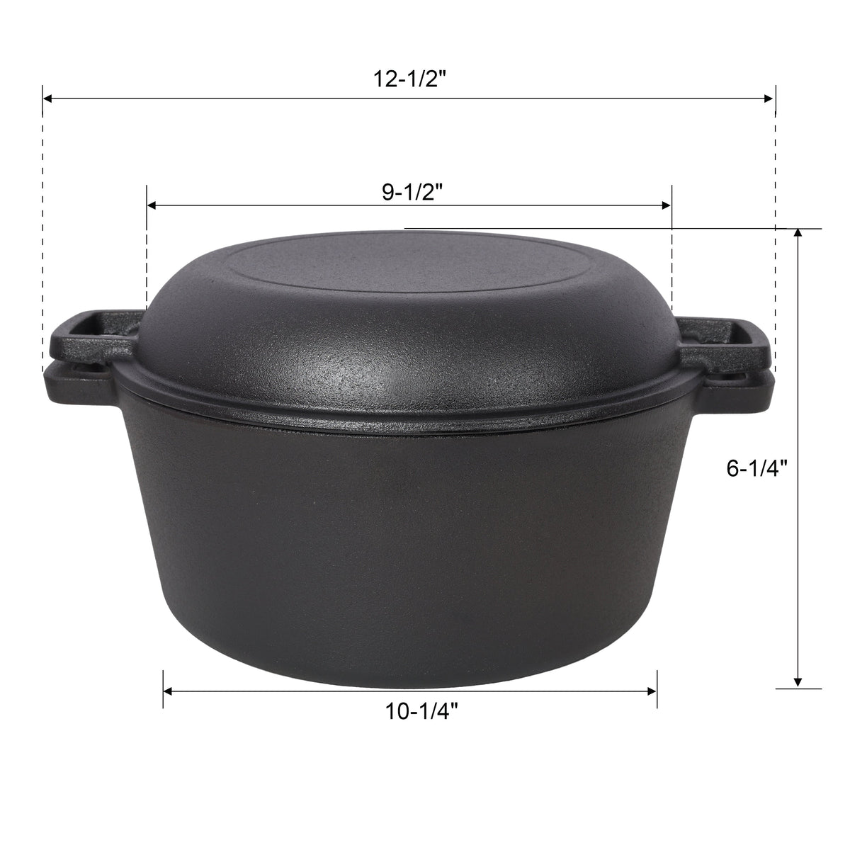 3 in 1 Pre-Seasoned Cast Iron Dutch Oven, Outdoor Camping Deep Pot, 5 Quart. Cover As A Skillet with Ribbed Bottom Design. With 2pcs Silicone Handel Covers, 1PC Lid Lifter.