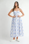 Sweetheart Neckline Floral Printed Midi Dress – Floral Midi Dress, Sweetheart Neckline Dress, Romantic Midi Dress, Feminine Floral Dress, Elegant Midi Dress