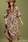 Umgee Abstract Print Midi Dress