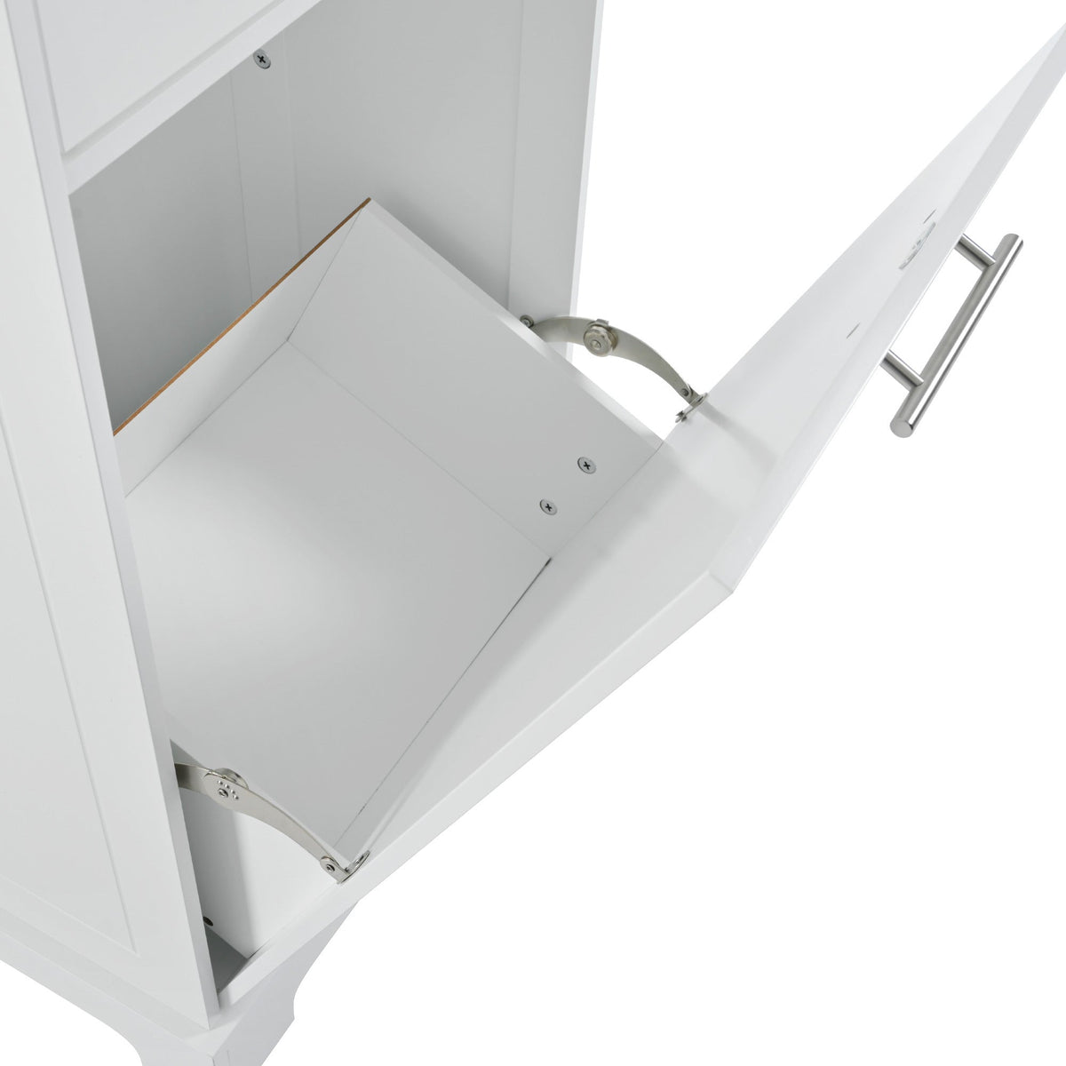 K&K Fluted Kitchen Island with Trash Can Storage Cabinet, Power Outlet, Internal Storage Rack, Rolling Kitchen Islands on 5 Wheels with 3 Drawer, 3 Open Side Racks for 10 Gallon Garbage Bin, White