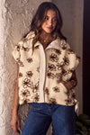 SO ME Flower Sherpa Fur Oversized Sleeveless Vest Jacket