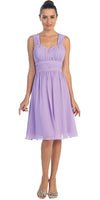 CLEARANCE - Lilac Short Wedding-Guest Dress Ruched-Bodice (Size Medium)