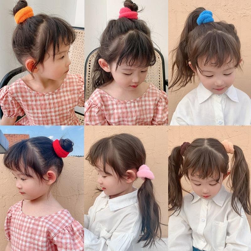 6/12 Pcs Women Girl Cute Knitting Solid Scrunchies Rubber Band Children Soft Elastic Hair Bands Colorful Large Hair Ties, Strong Elastic Hair Bobbles for Ponytail Holder Sweet Hair Accessories Set