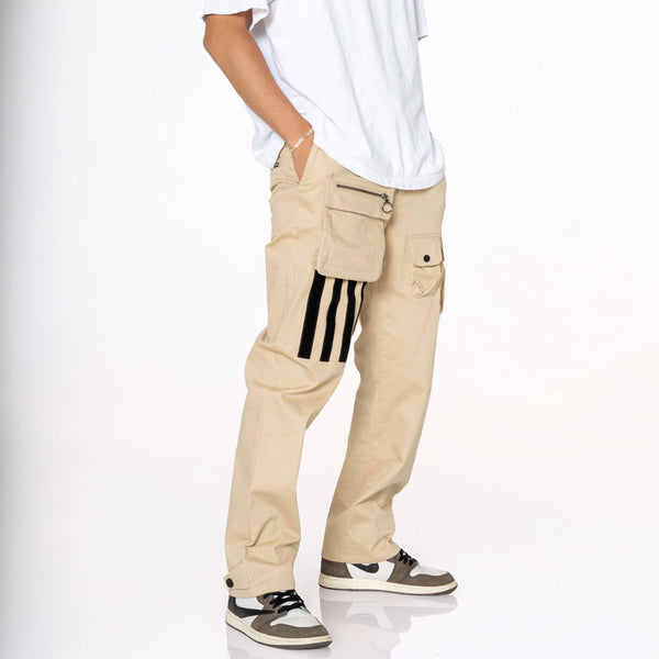 Konus Men's Cargo Pants with Removable Pocket in Khaki