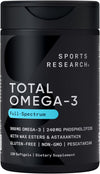 Total Omega-3 Fish Oil 2200mg - Made from Antarctic Krill w/Astaxanthin, Wild Sockeye Salmon & Alaska Pollock - 960mg of EPA & DHA - 120 Softgels
