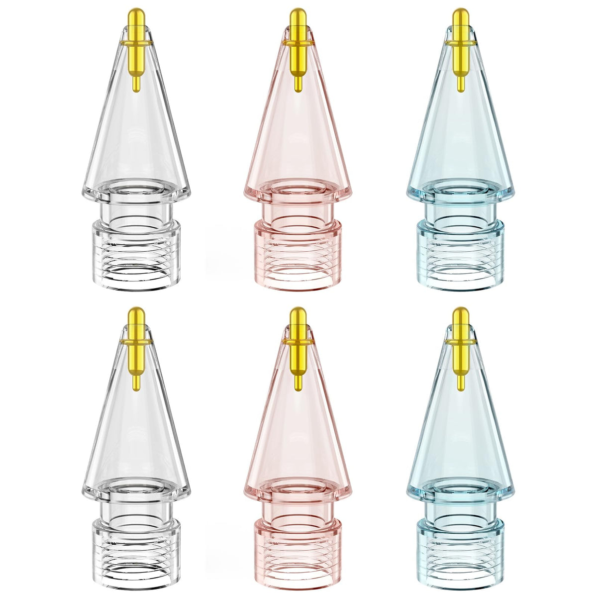 FAFALITHIC 6 Pack Clear Replacement Tips Compatible with Apple Pencil 2nd Generation Apple Pencil 1st Generation Apple Pencil USB-C & Apple Pencil Pro (Clear/Clear Pink/Clear Blue)