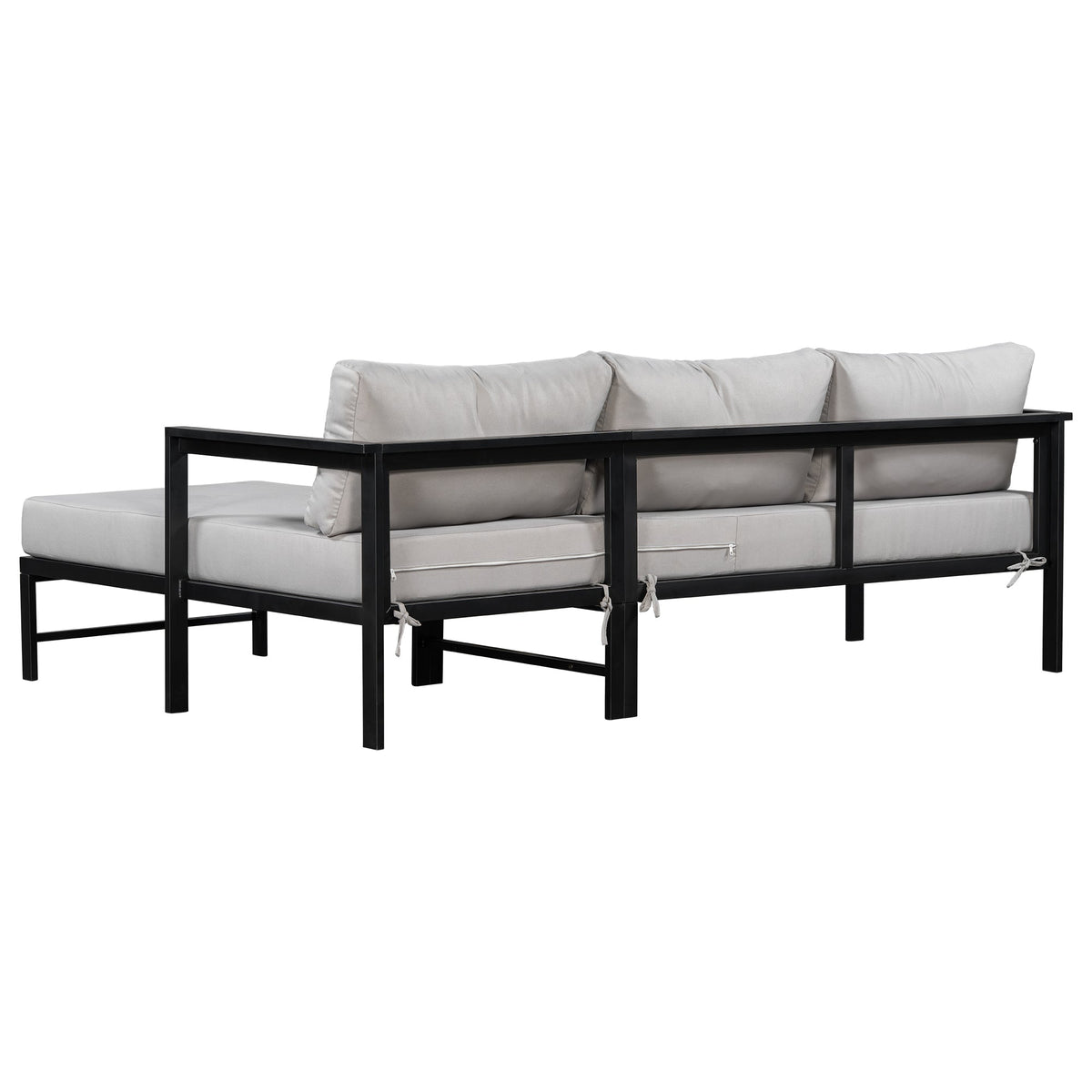 U_style Outdoor L-Shaped Sofa with Iron Frame,Weather-Resistant Patio Sofa Set with Ultra-Thick Cushions,Comfortable Seating for 3,Ideal for Patio, Balcony,and Garden