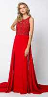Juliet 628 Embellished Bodice Fit and Flare Prom Gown with Train