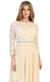 CLEARANCE - Celavie 6305L Three-Quarter Length Lace Sleeve Dress A-line (Size M)