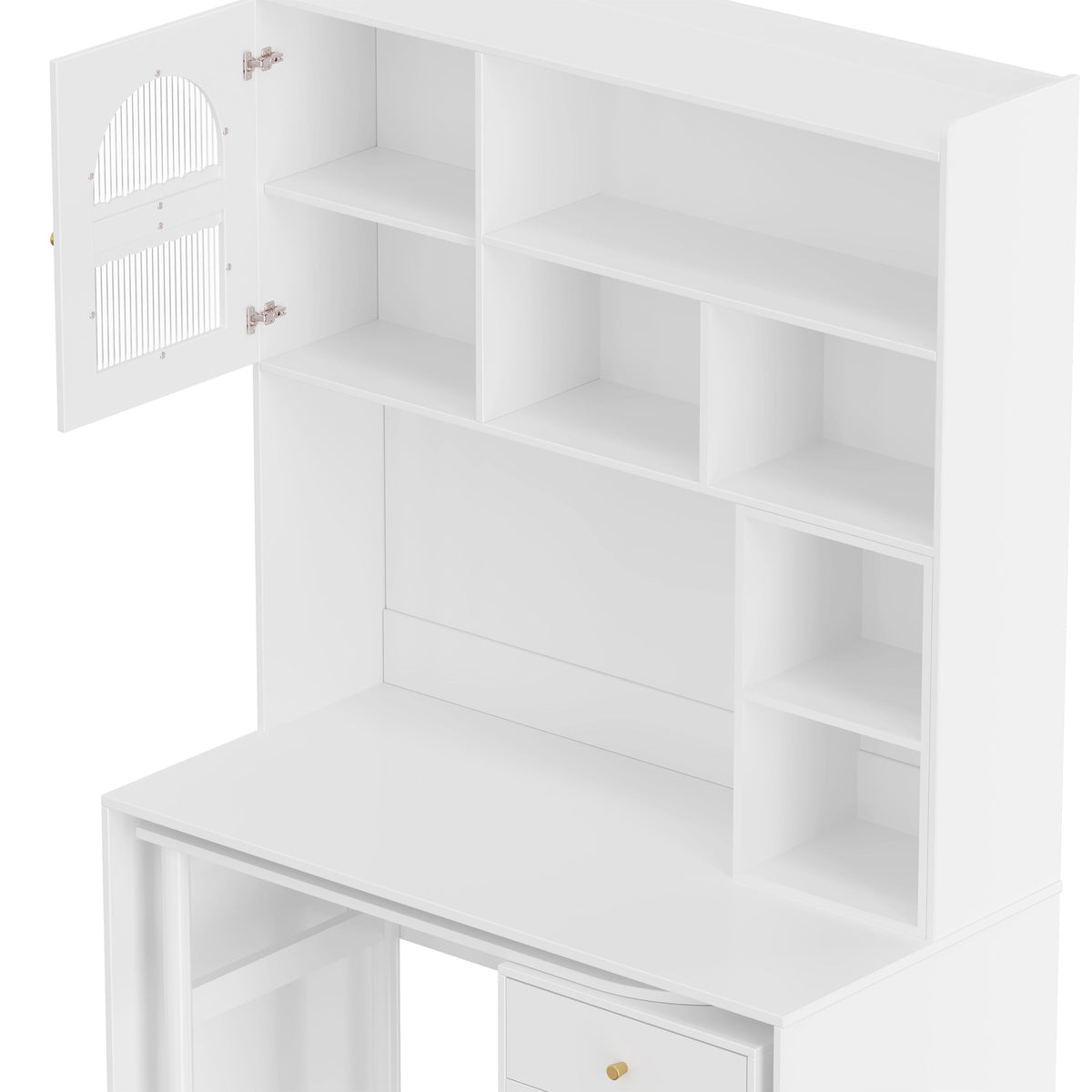 Computer Desk with 90 Degree Rotating Desktop, 43x70 Inch Office Desk with Storage Drawer and Cabinets, Gaming Desk with Shelves, Writing Desk for Study, Work Desk for Home (Old SKU:N733P279101K)