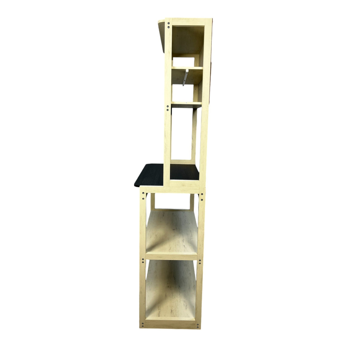 31.5' White and Black color 5-Tier Bakers Rack for Kitchen with Storage, Coffee Bar, Kitchen Shelves,  Microwave Stand