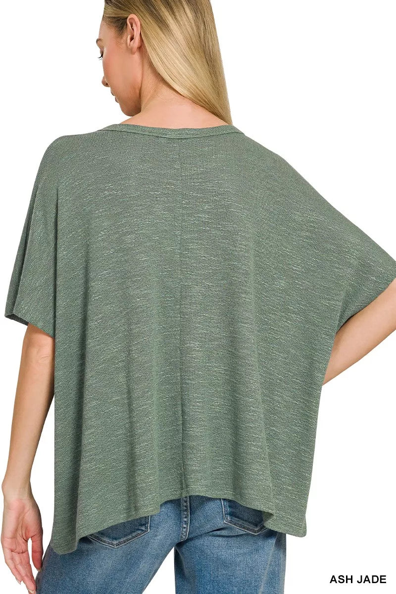 Zenana Oversized Slub Hacci Top