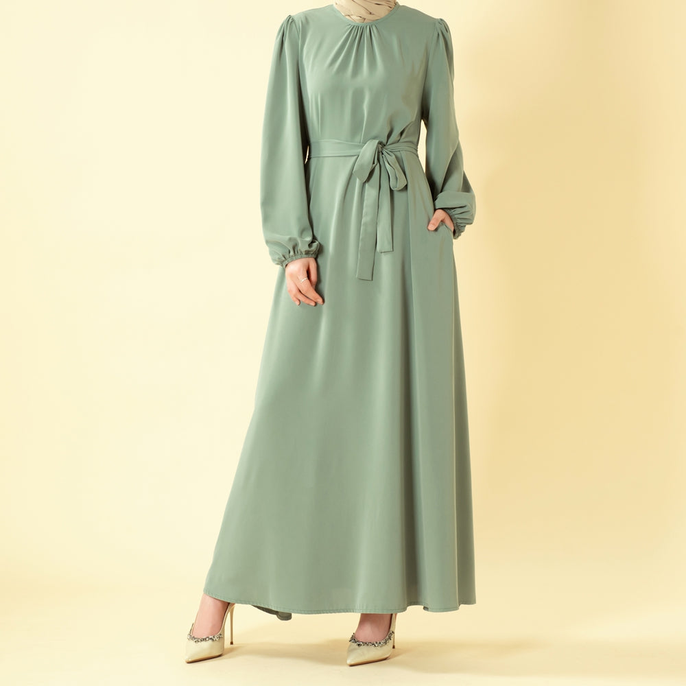 Candy Color Pleated Abaya | Must-have Essential Basic Dress (MA142)